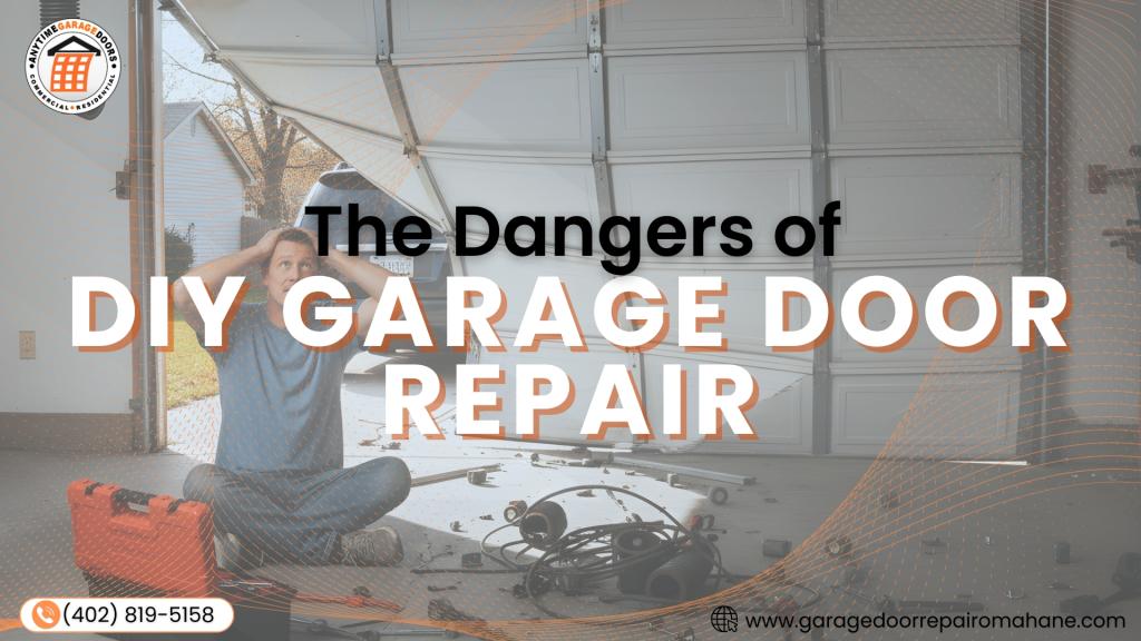 An expert guide to DIY garage door repair dangers inside a residential garage