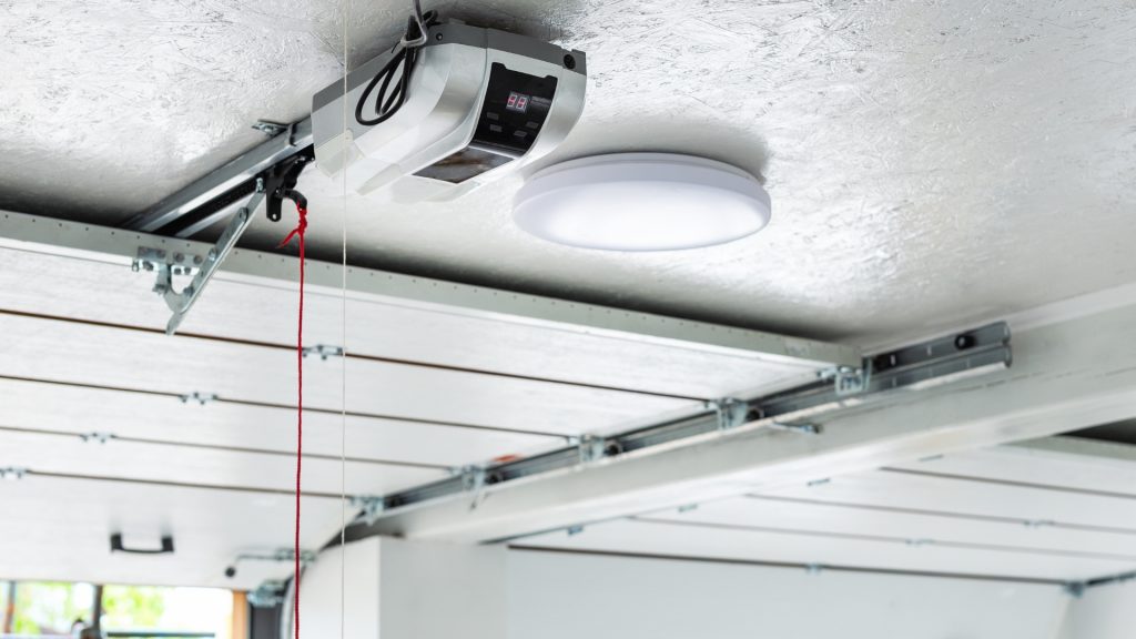 An emergency cord on a garage door system 