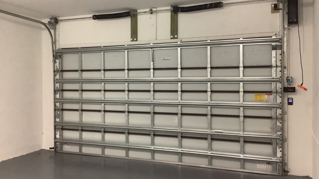 A garage door with high garage door lift