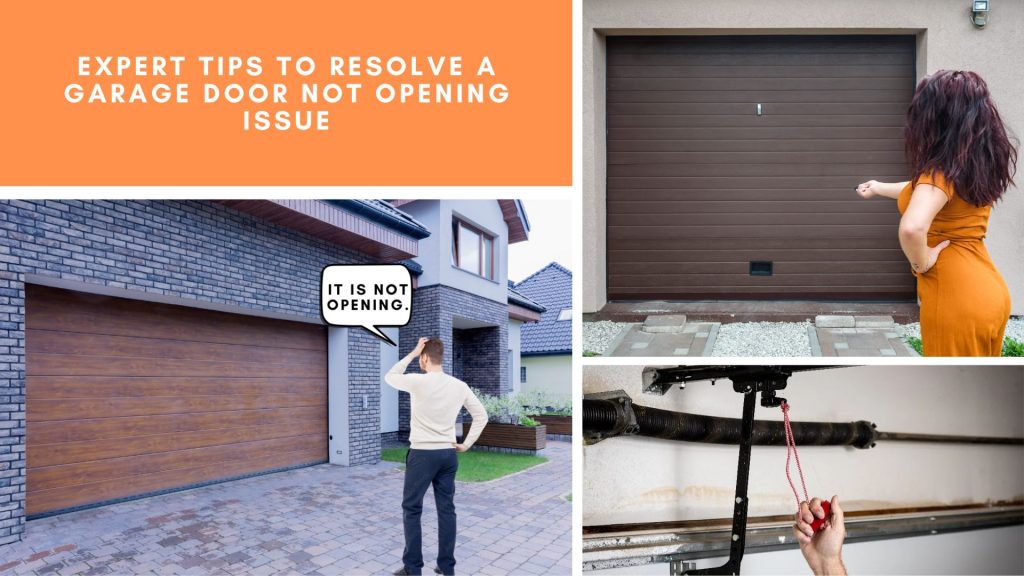 Homeowners dealing with a garage door not opening issue, which may be due to broken springs and manual lock issues